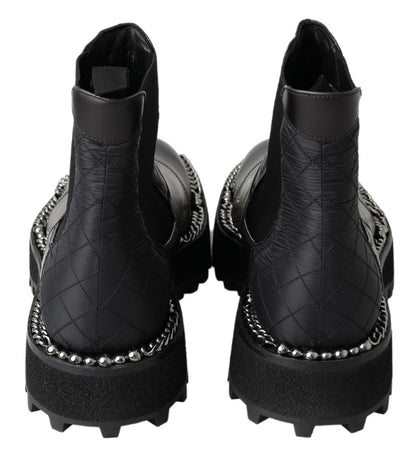 Dolce &amp; Gabbana Elegant Black Ankle Stretch Slip On Boots