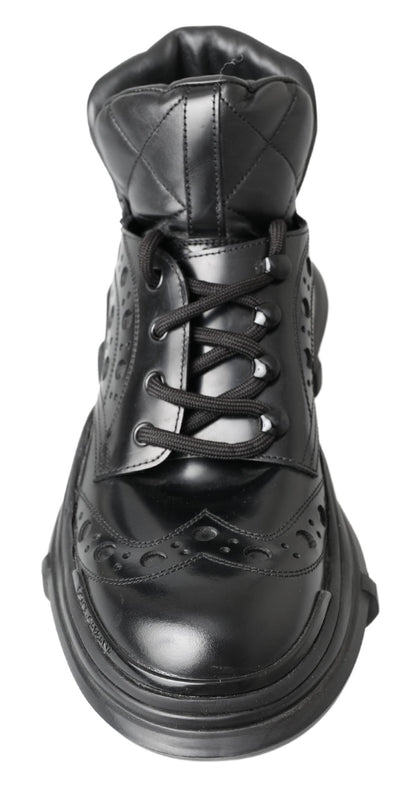 Dolce &amp; Gabbana Elegant Black Leather Ankle Boots