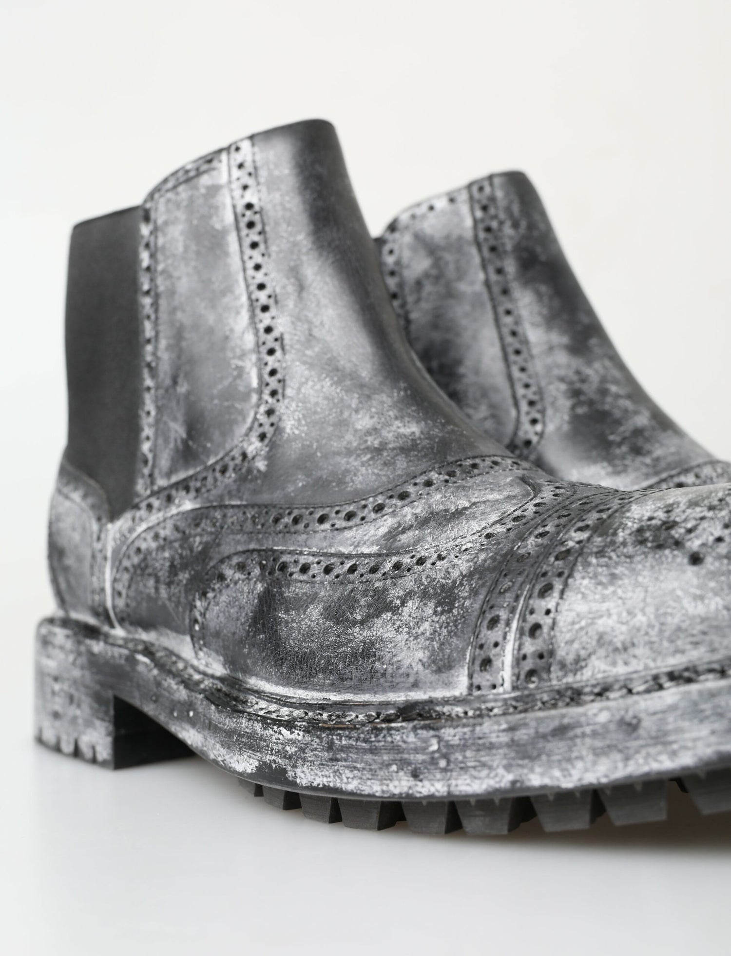 Dolce &amp; Gabbana Elegant Black Faded Chelsea Ankle Boots