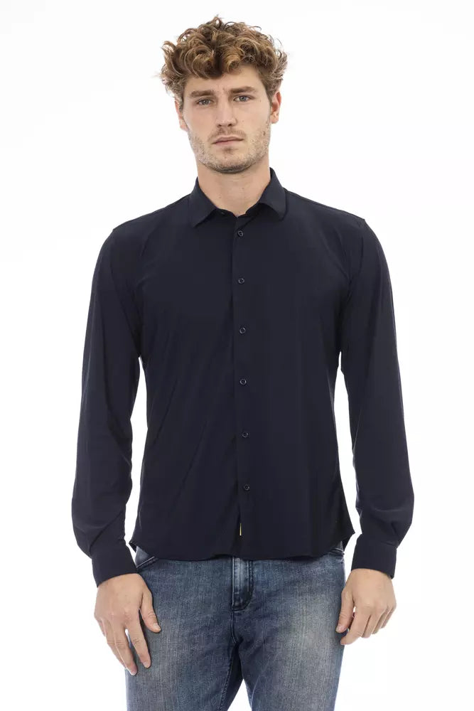 Distretto12 Blue Polyamide Men Shirt