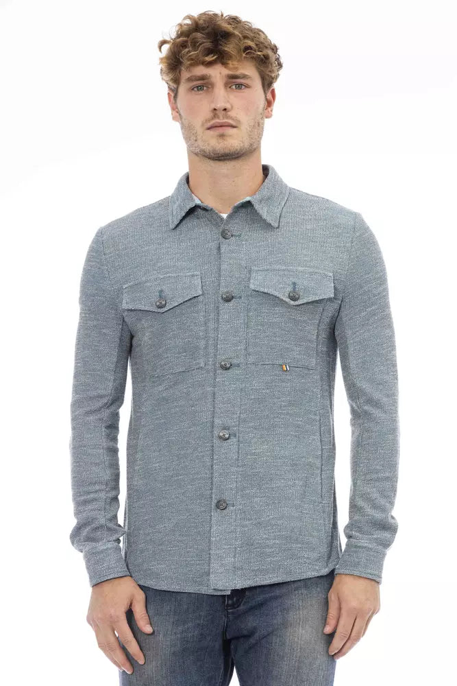 Distretto12 Blue Polyester Men Shirt