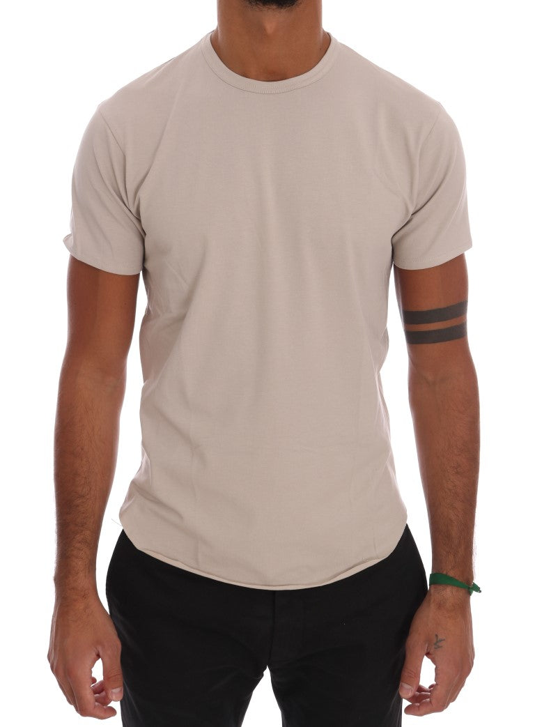 Daniele Alessandrini Beige Cotton Blend Crew Neck Tee