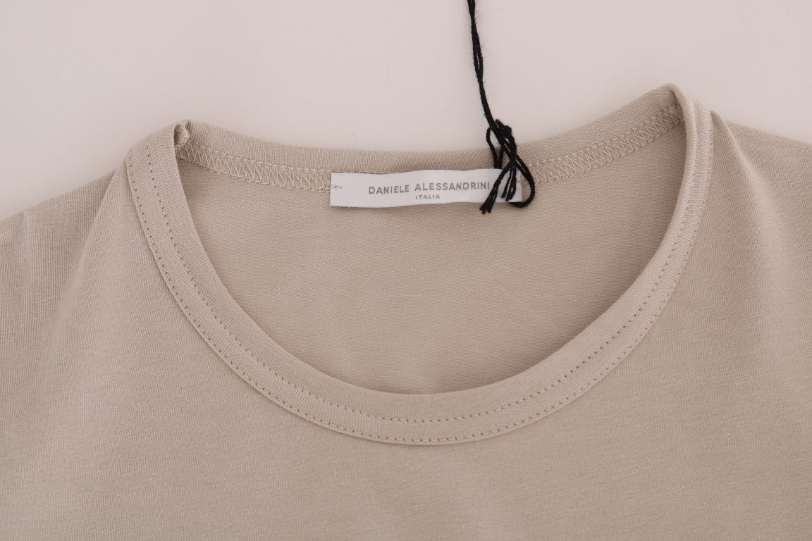 Daniele Alessandrini Beige Cotton Blend Crew Neck Tee