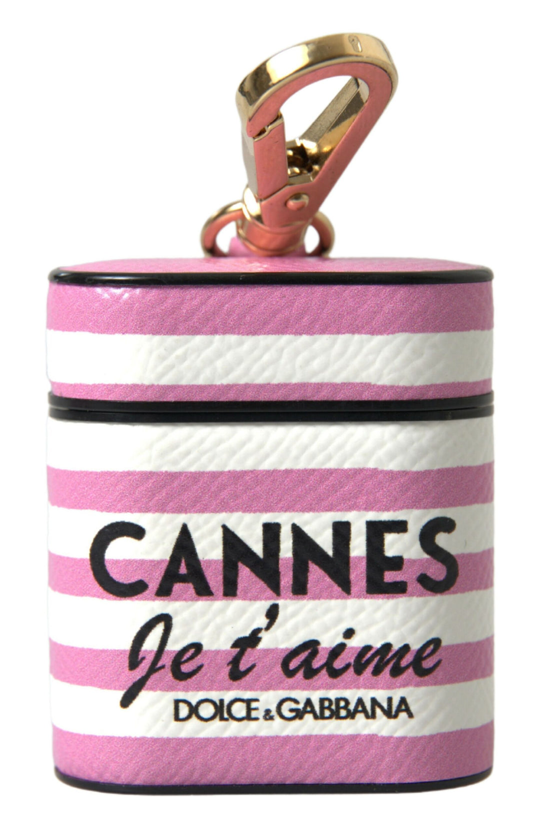 Dolce &amp; Gabbana Chic Pink Stripe Leather Airpods Case