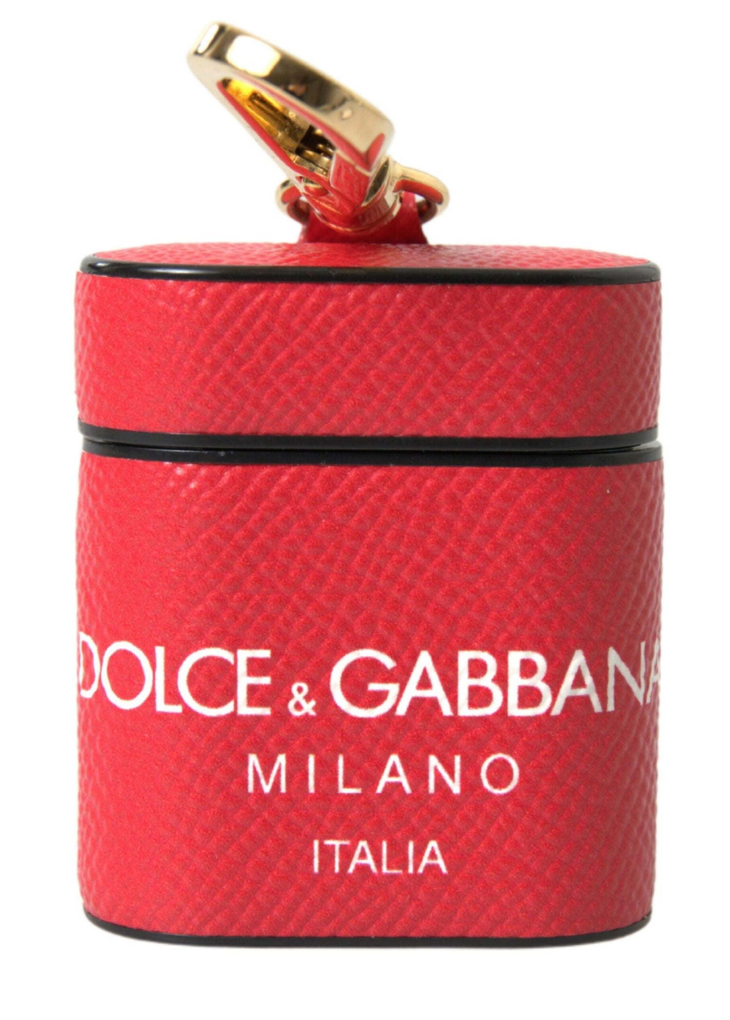 Dolce &amp; Gabbana Elegant Red Calf Leather Airpods Case