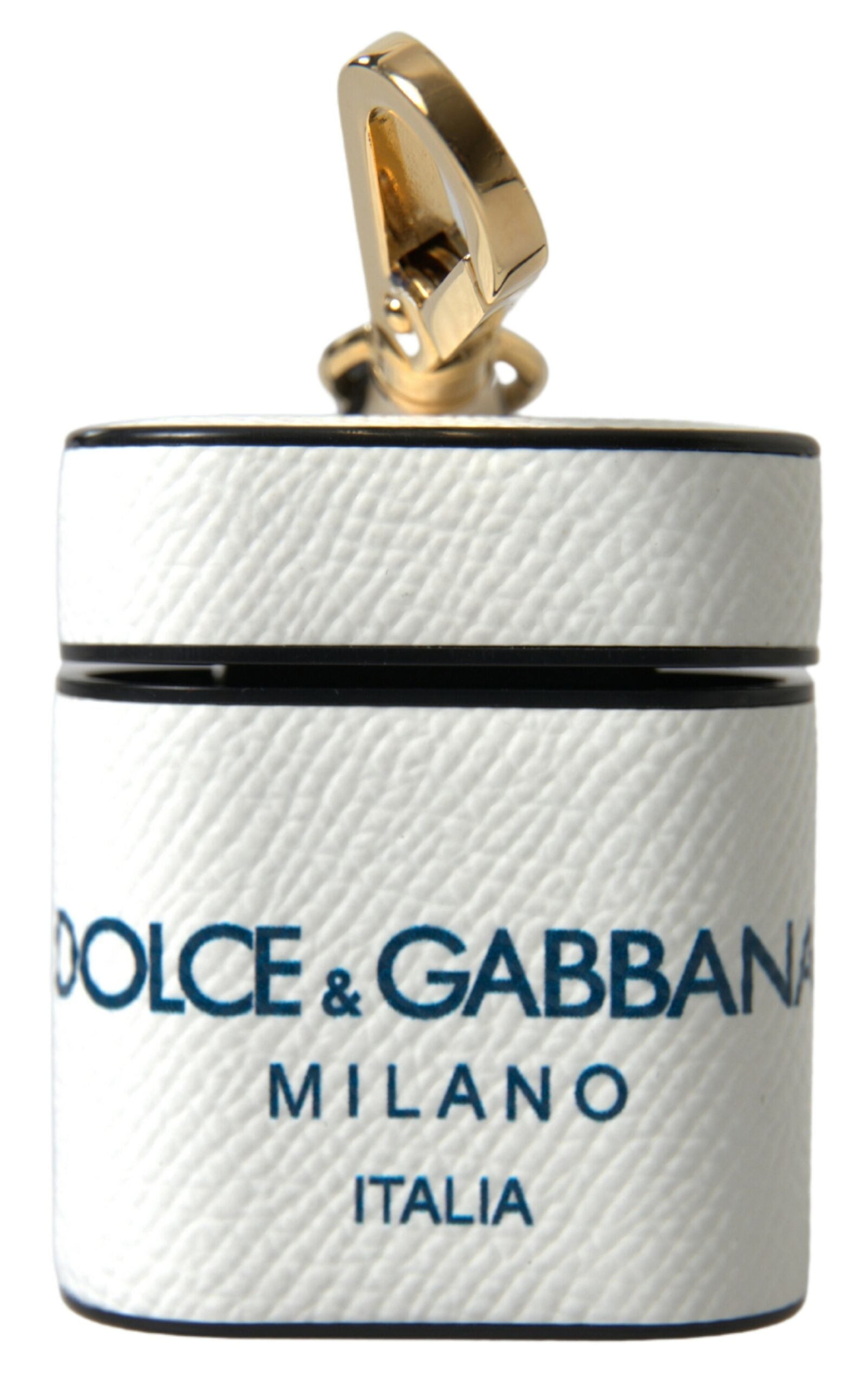 Dolce &amp; Gabbana Elegant Leather Airpods Case in White &amp; Blue