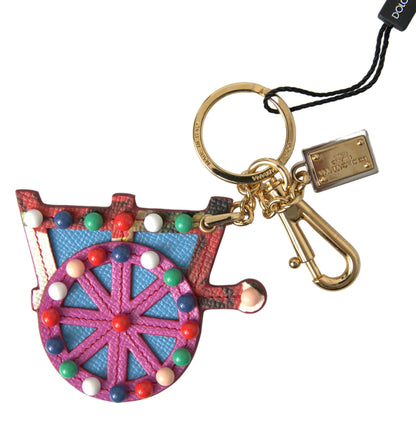 Dolce &amp; Gabbana Elegant Multicolor Keychain with Gold Accents