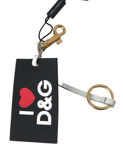 Dolce &amp; Gabbana Chic Black and Gold Designer Keychain