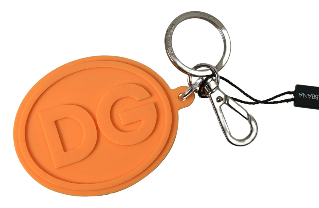 Dolce &amp; Gabbana Chic Orange &amp; Gold Keychain Accessory