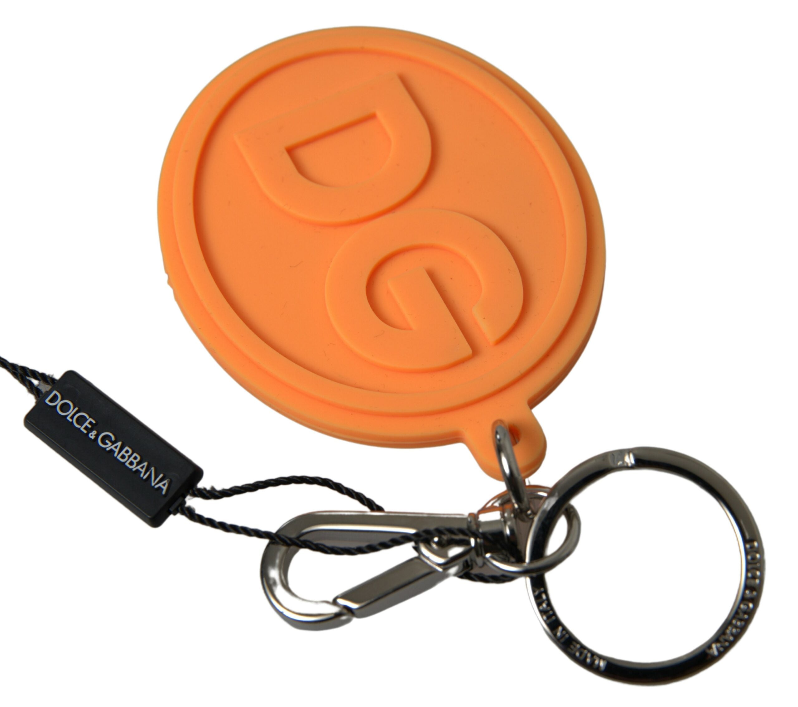 Dolce &amp; Gabbana Chic Orange &amp; Gold Keychain Accessory