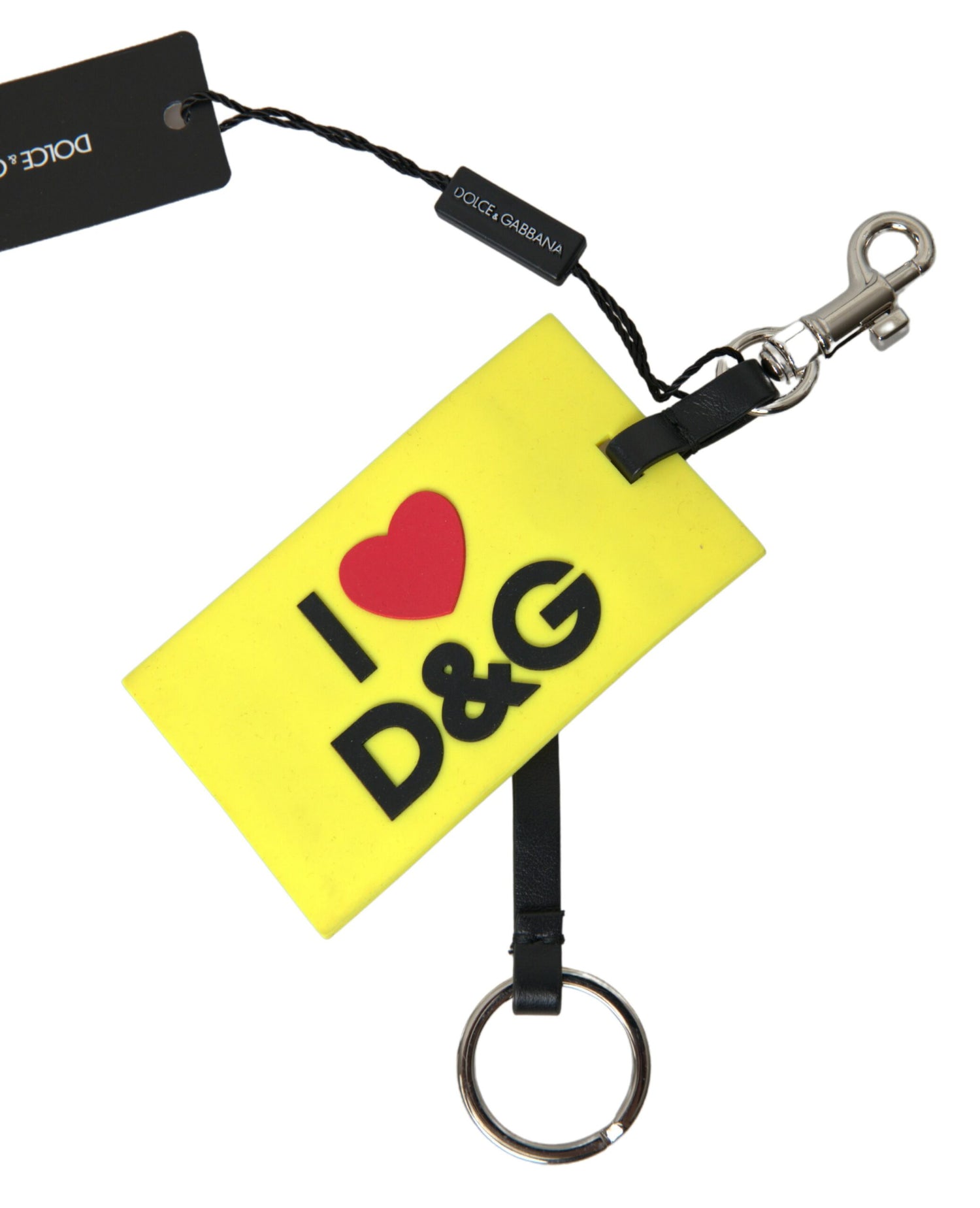 Dolce &amp; Gabbana Chic Yellow Keyring with Logo Hardware