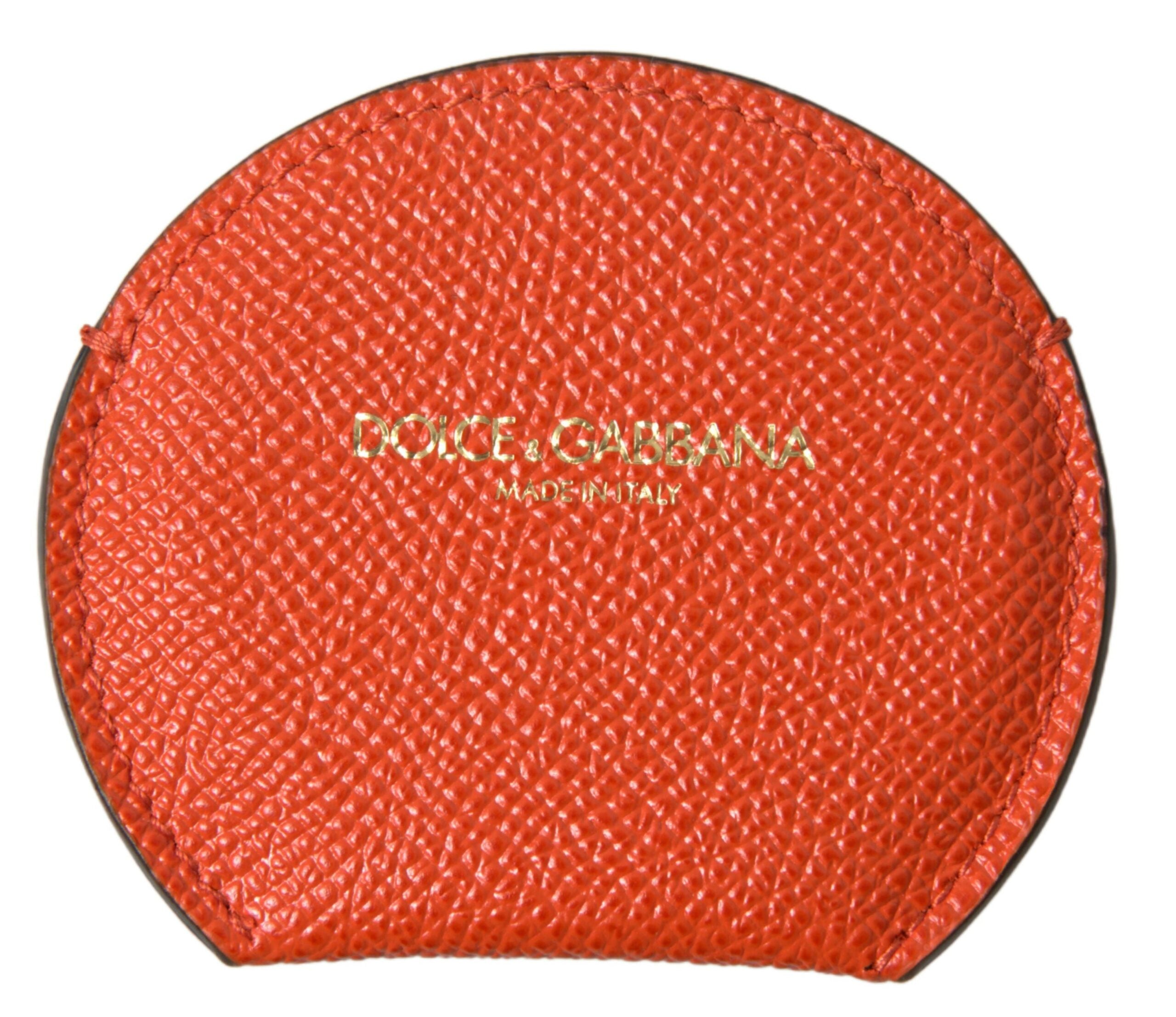 Dolce &amp; Gabbana Elegant Orange Calfskin Mirror Holder