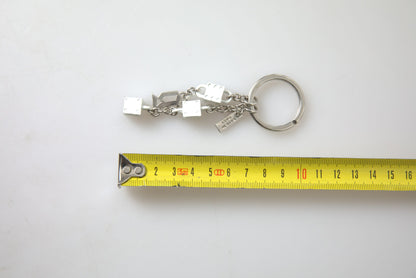 Dolce &amp; Gabbana Silver Brass Logo Charm Keychain