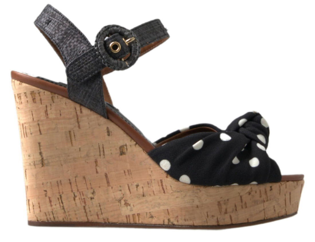 Dolce &amp; Gabbana Chic Polka-Dotted Ankle Strap Wedges