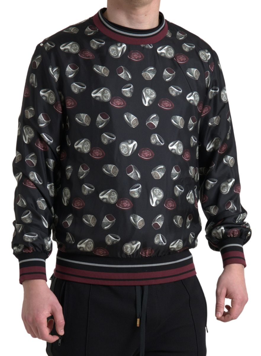 Dolce &amp; Gabbana Elegant Silk Crewneck Pullover - Black Multicolor