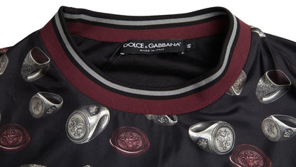 Dolce &amp; Gabbana Elegant Silk Crewneck Pullover - Black Multicolor