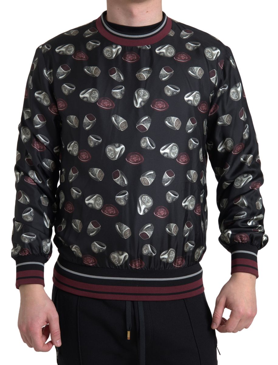 Dolce &amp; Gabbana Elegant Silk Crewneck Pullover - Black Multicolor