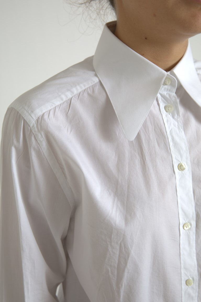 Dolce &amp; Gabbana Elegant White Cotton Collared Top