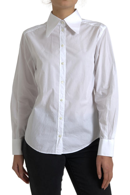 Dolce &amp; Gabbana Elegant White Cotton Collared Top