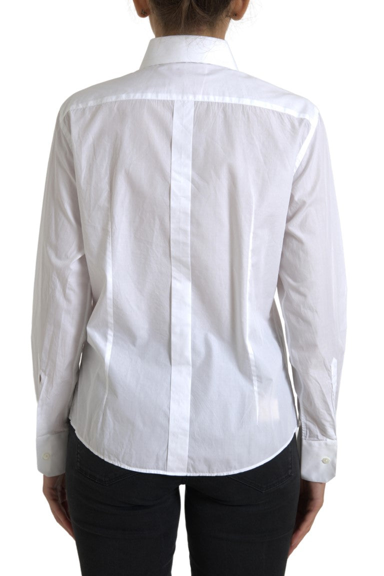 Dolce &amp; Gabbana Elegant White Cotton Collared Top