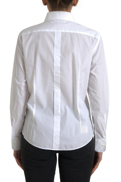 Dolce &amp; Gabbana Elegant White Cotton Collared Top