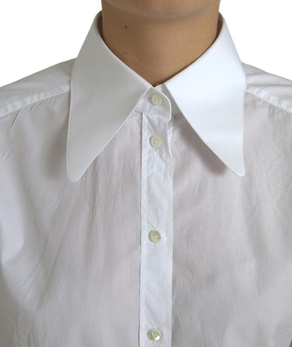 Dolce &amp; Gabbana Elegant White Cotton Collared Top