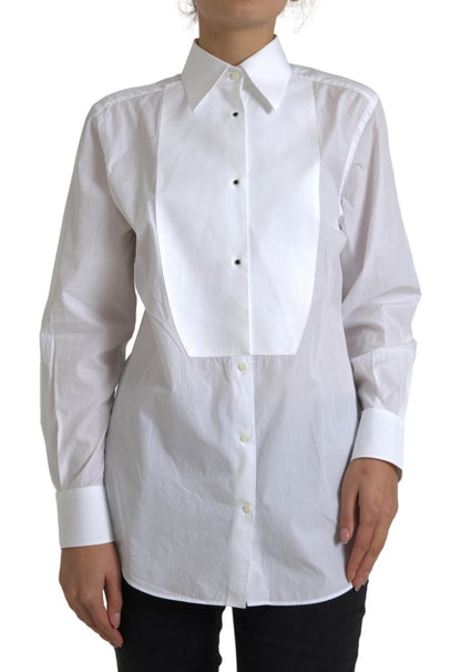 Dolce &amp; Gabbana Elegant White Cotton Poplin Dress Shirt