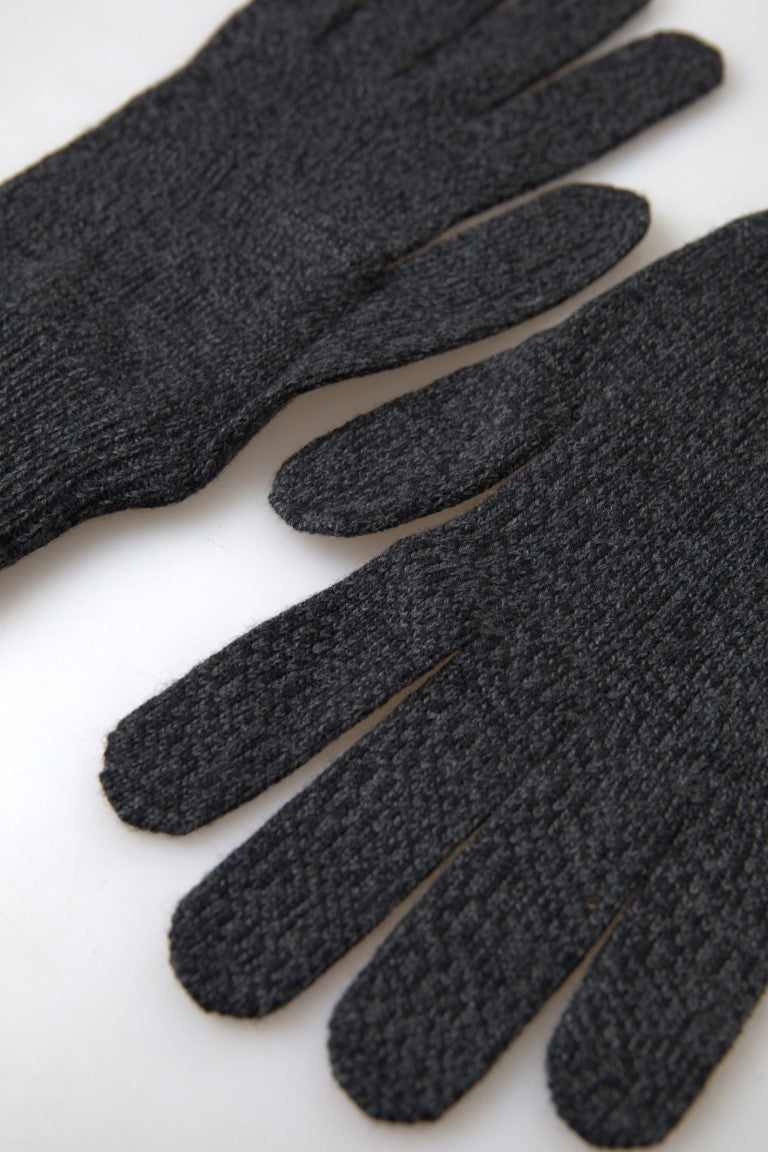 Dolce &amp; Gabbana Elegant Virgin Wool Winter Gloves in Gray