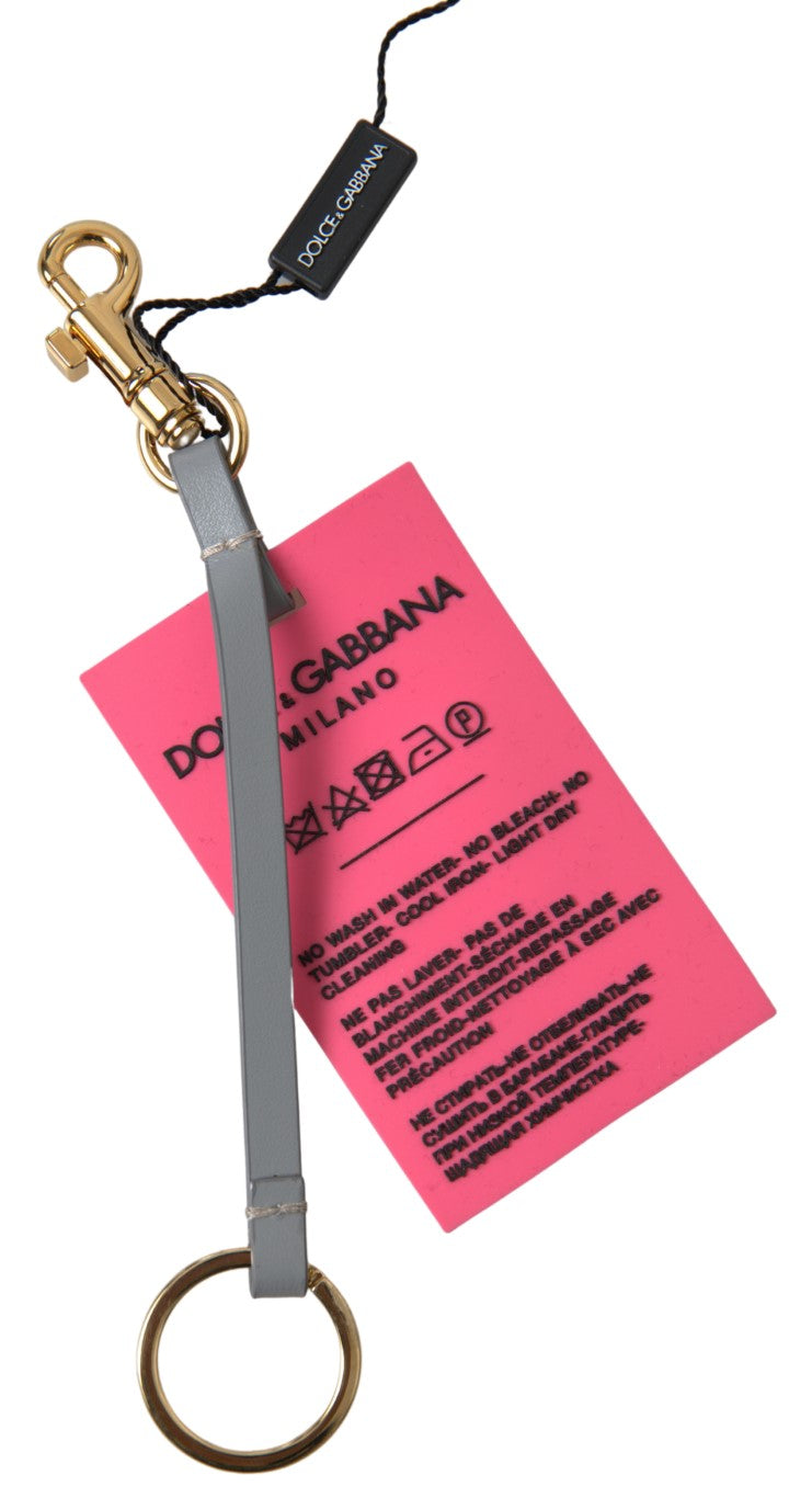 Dolce &amp; Gabbana Chic Pink Leather-Trimmed Keychain