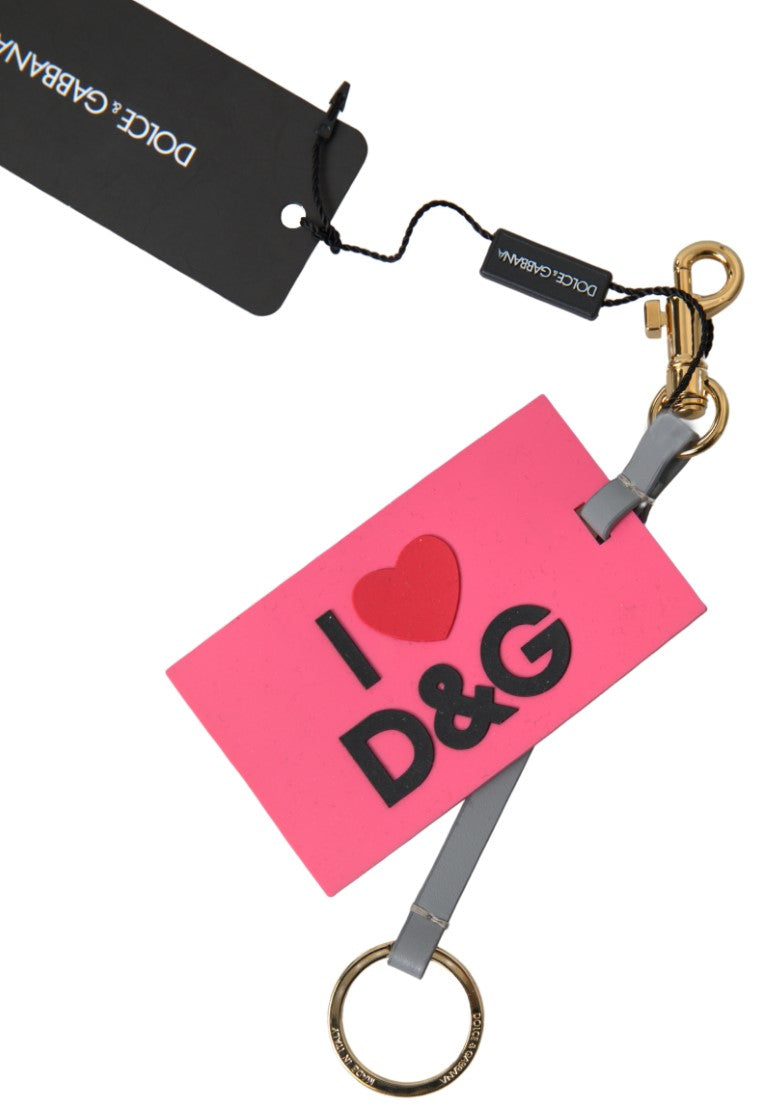 Dolce &amp; Gabbana Chic Pink Leather-Trimmed Keychain