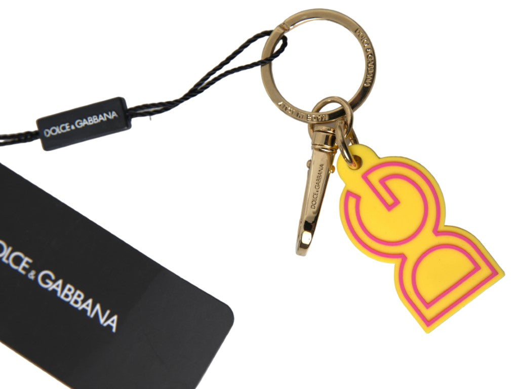 Dolce &amp; Gabbana Chic Yellow Logo-Engraved Keychain