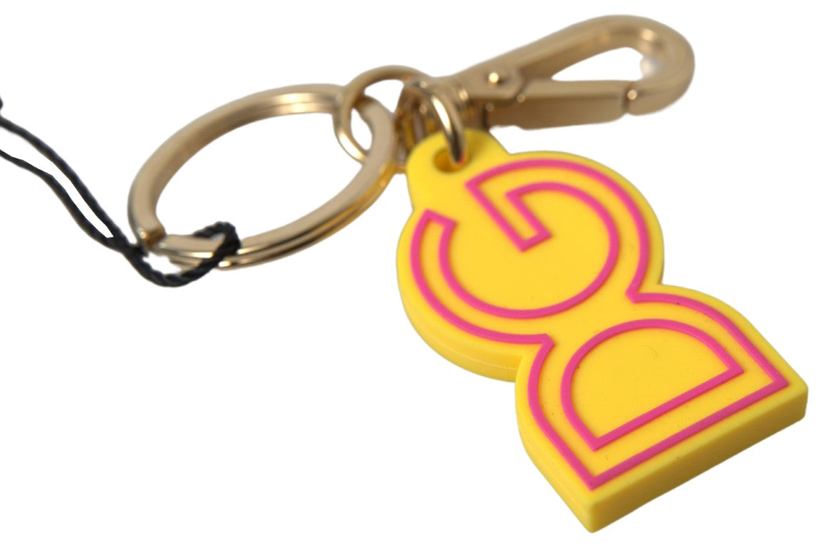 Dolce &amp; Gabbana Chic Yellow Logo-Engraved Keychain