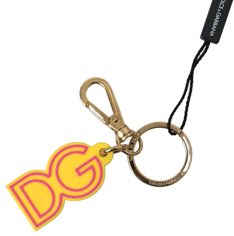 Dolce &amp; Gabbana Chic Yellow Logo-Engraved Keychain