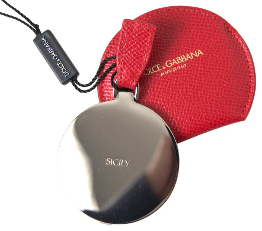 Dolce &amp; Gabbana Elegant Red Leather Mirror Holder