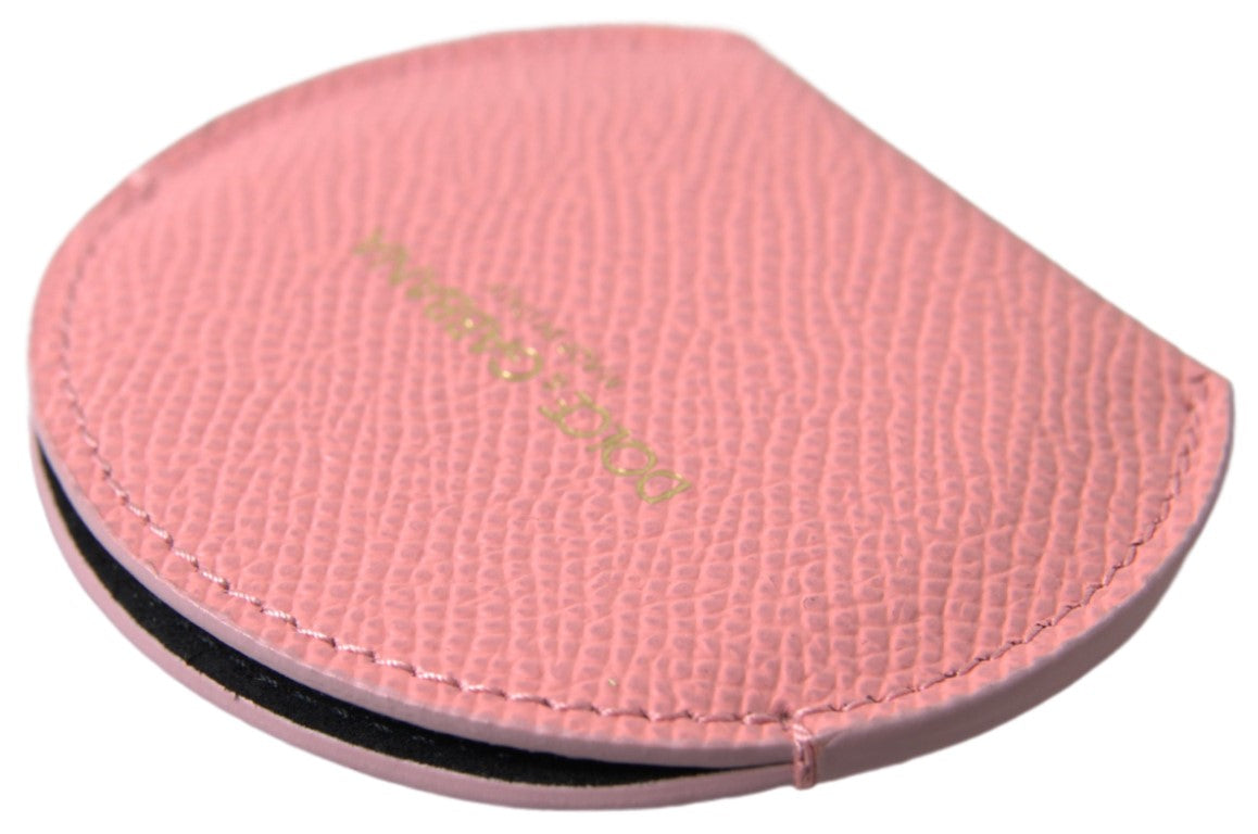 Dolce &amp; Gabbana Chic Pink Leather Hand Mirror Holder