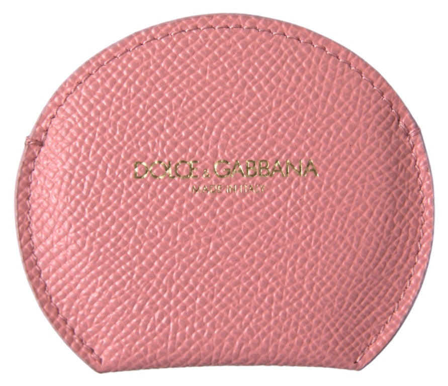 Dolce &amp; Gabbana Chic Pink Leather Hand Mirror Holder