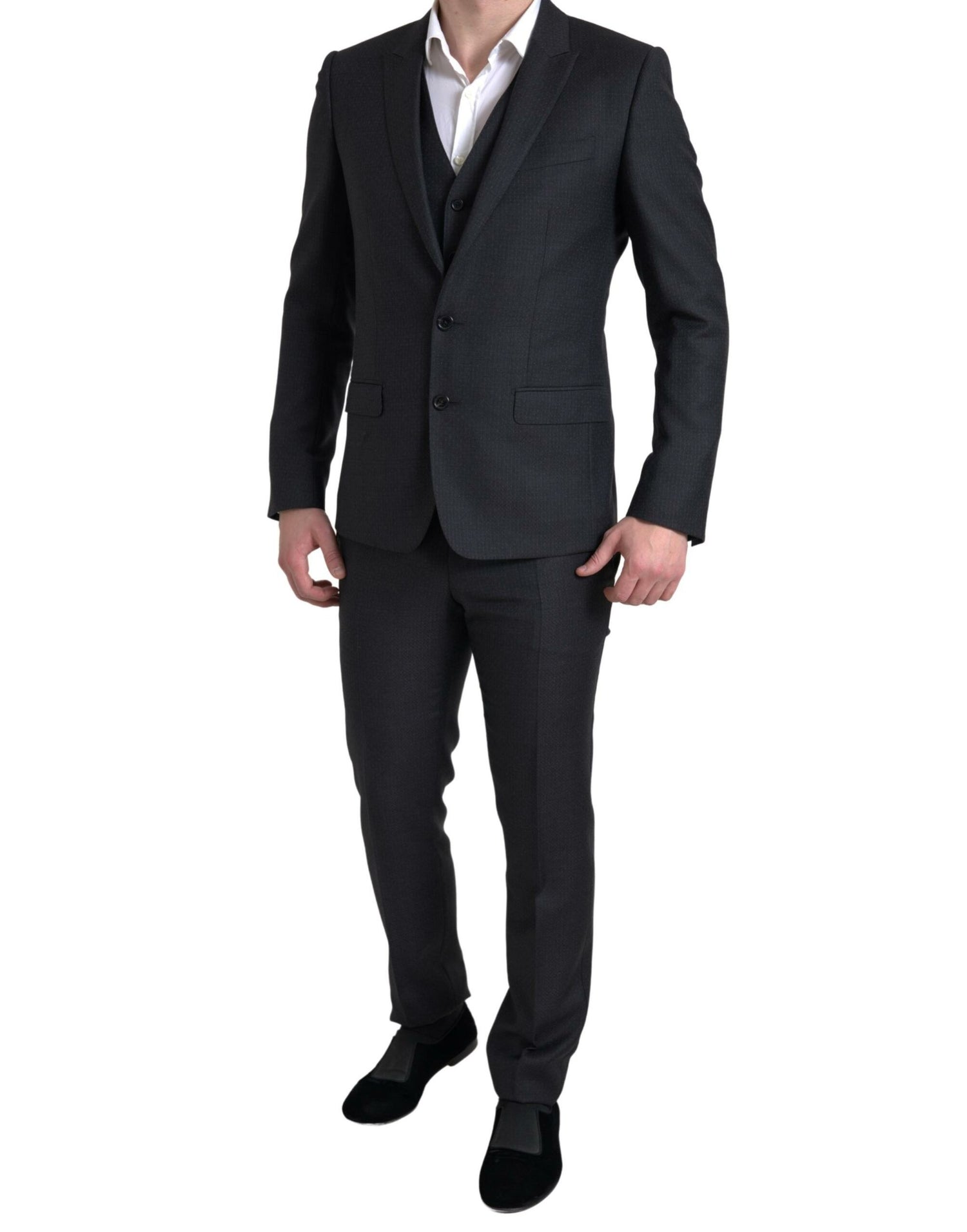 Dolce &amp; Gabbana Elegant Black Martini Slim Fit 3-Piece Suit