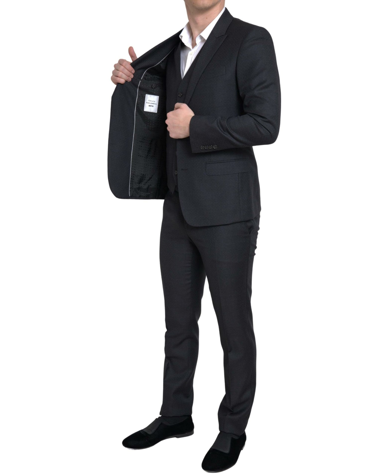 Dolce &amp; Gabbana Elegant Black Martini Slim Fit 3-Piece Suit