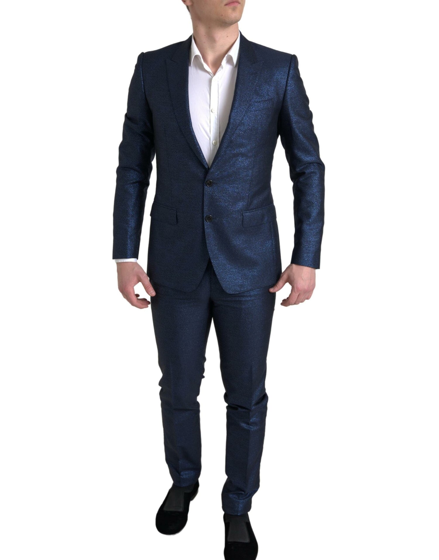 Dolce &amp; Gabbana Metallic Blue Martini Slim Fit Suit