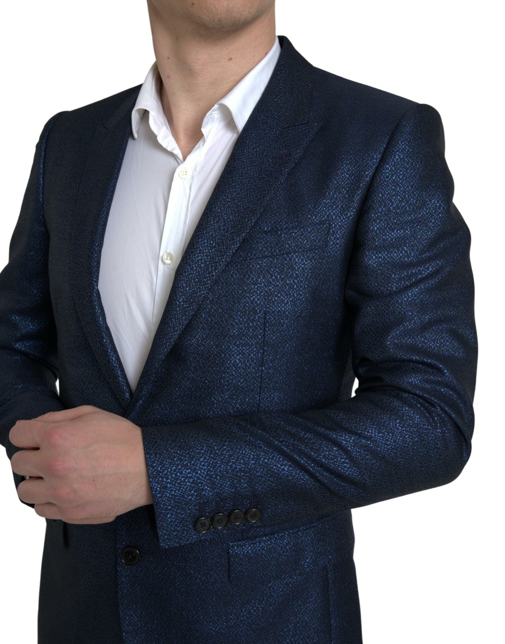 Dolce &amp; Gabbana Metallic Blue Martini Slim Fit Suit