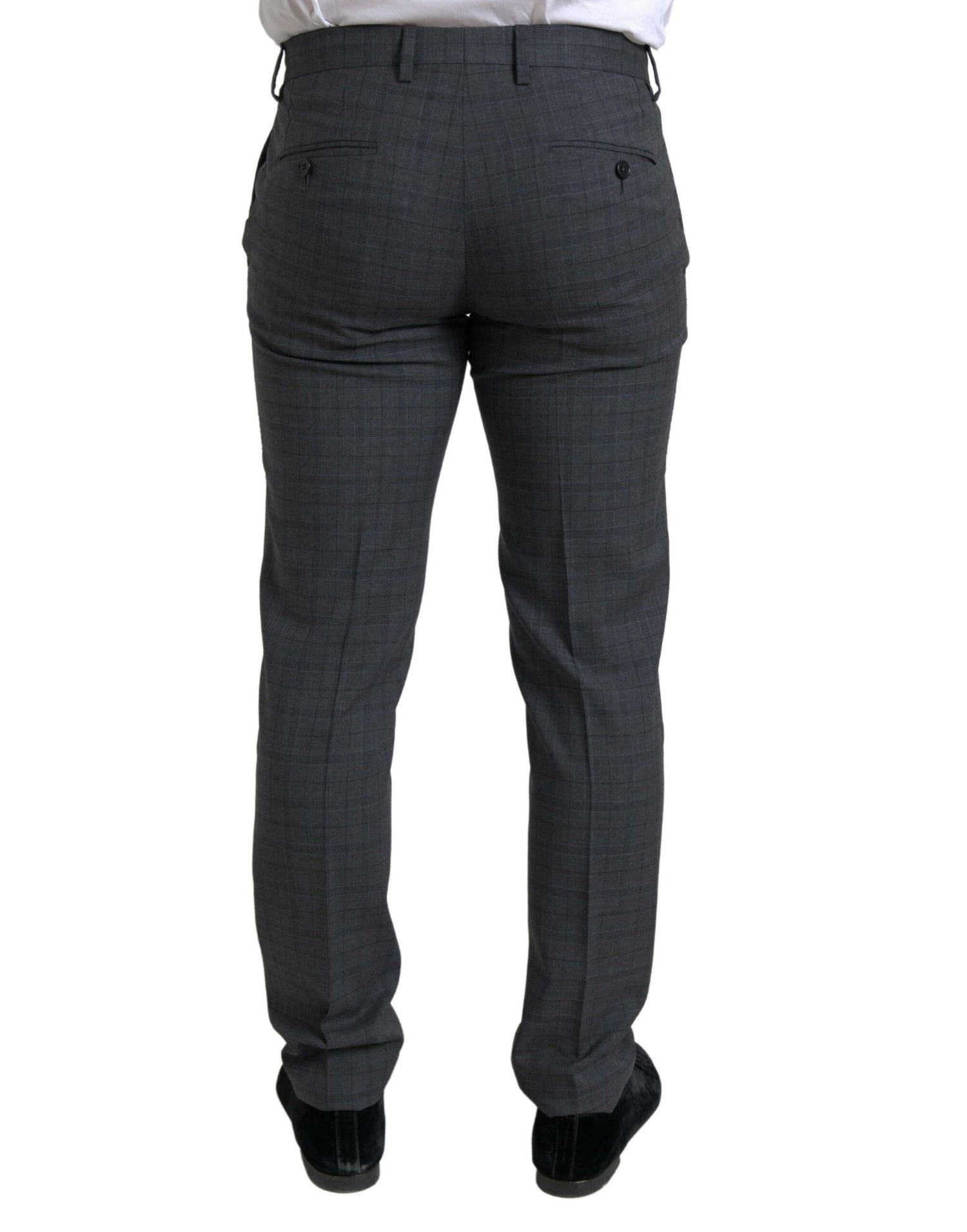 Dolce &amp; Gabbana Elegant Grey Checkered Slim Fit Suit