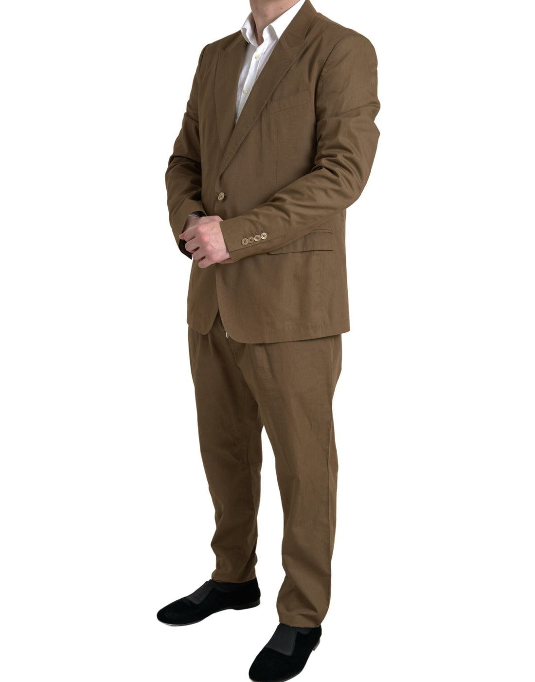 Dolce &amp; Gabbana Elegant Brown Silk Blend Taormina Suit