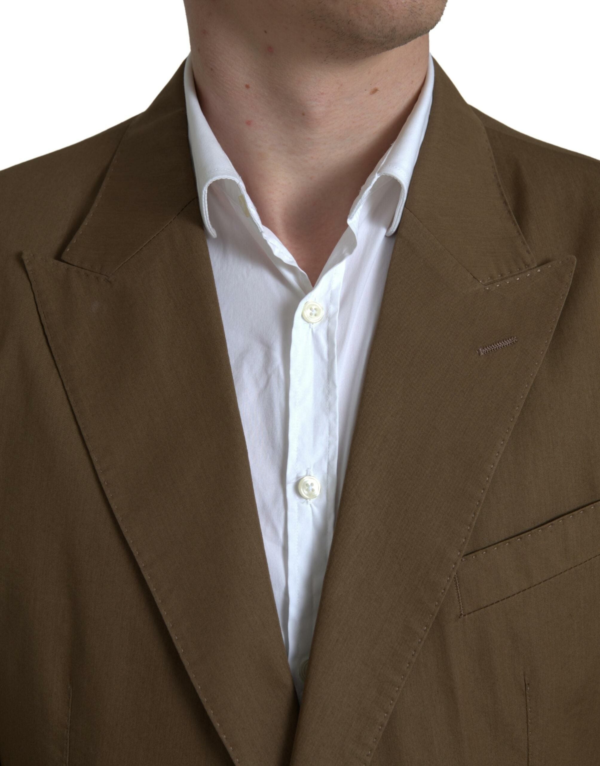 Dolce &amp; Gabbana Elegant Brown Silk Blend Taormina Suit