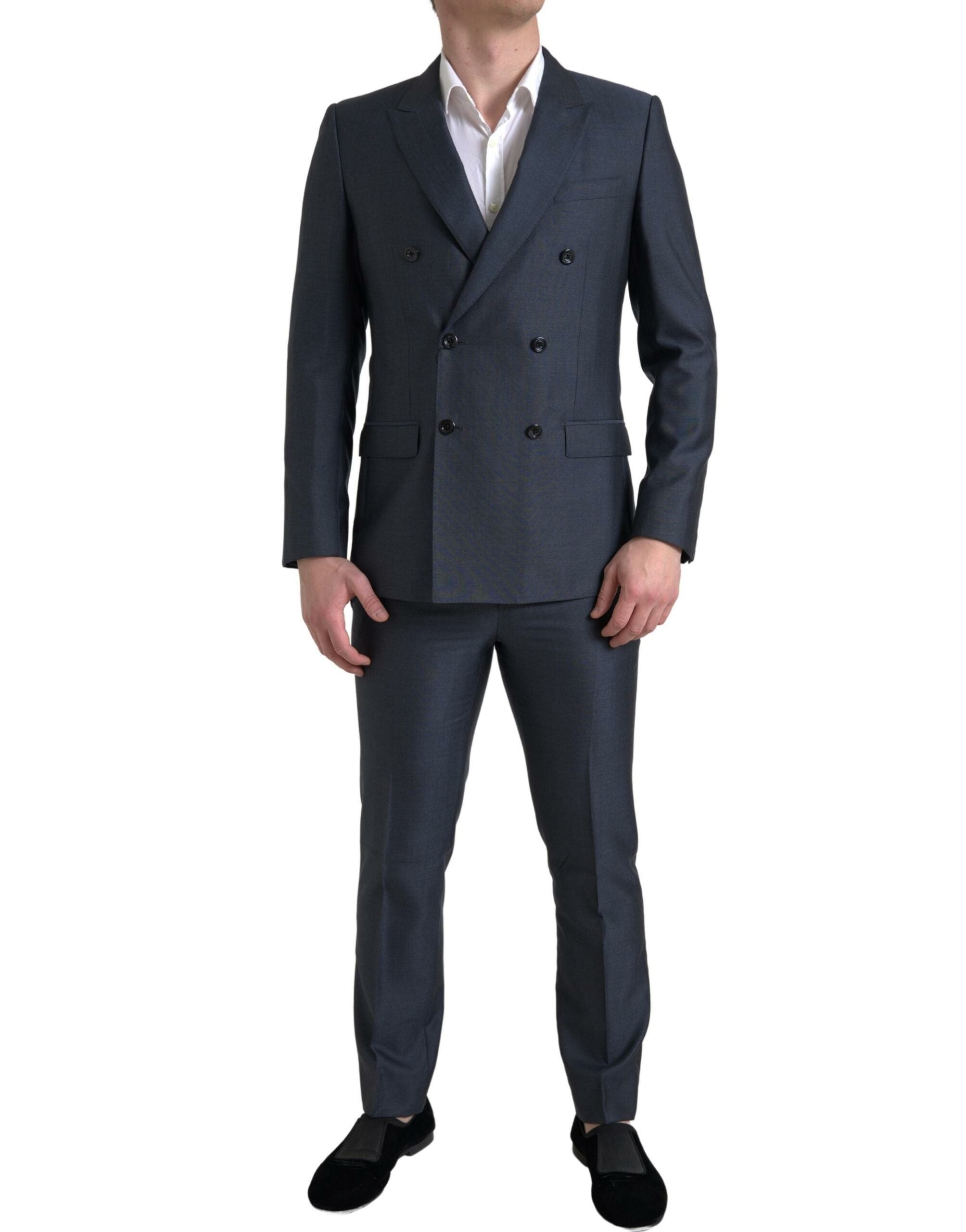 Dolce &amp; Gabbana Elegant Blue Silk Blend Martini Suit