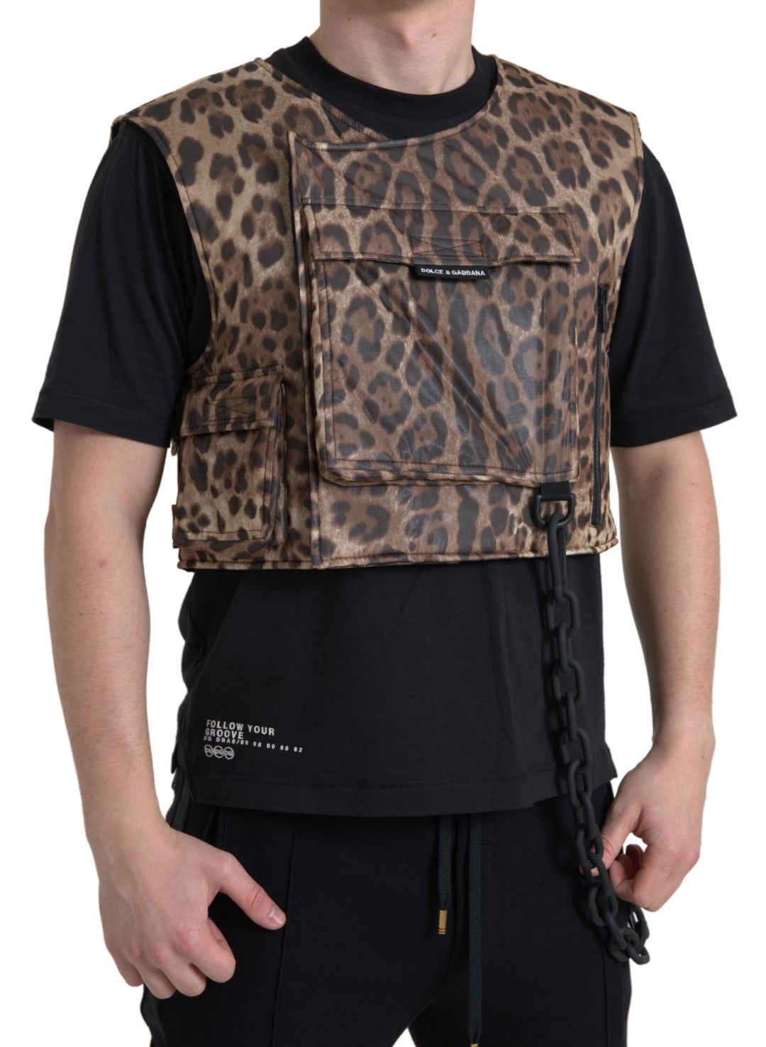 Dolce &amp; Gabbana Silk Leopard Vest Exclusive Sportswear