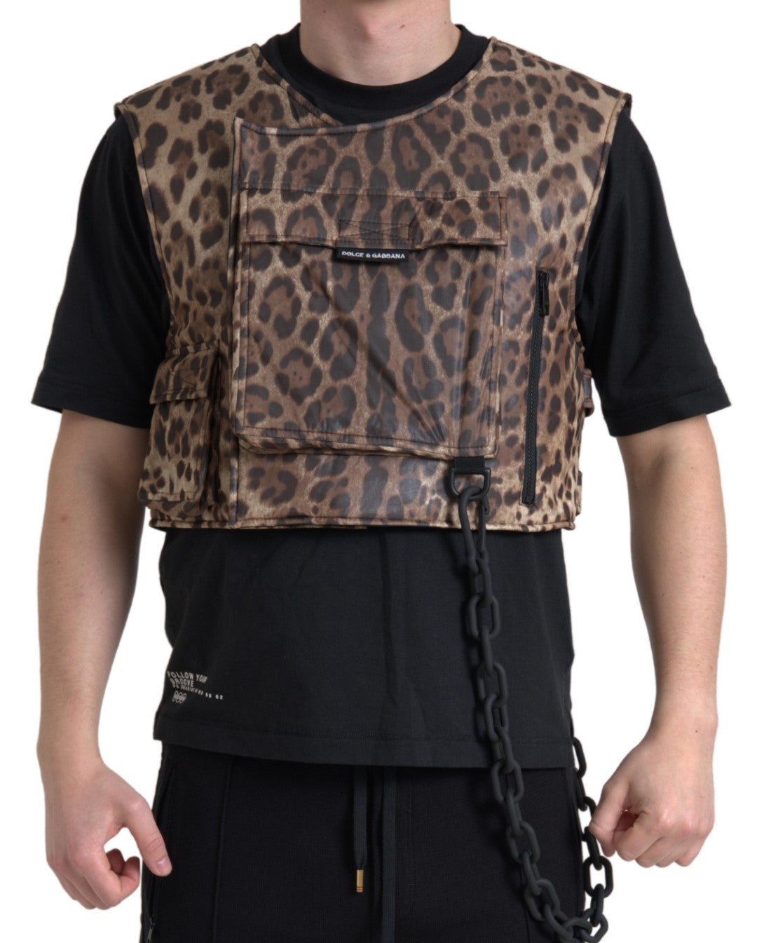 Dolce &amp; Gabbana Silk Leopard Vest Exclusive Sportswear