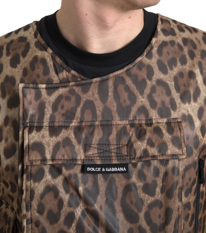 Dolce &amp; Gabbana Silk Leopard Vest Exclusive Sportswear