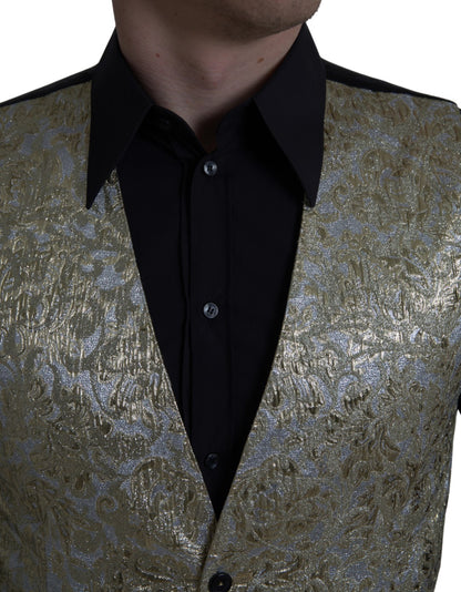 Dolce &amp; Gabbana Elegant Gold Silk Formal Vest