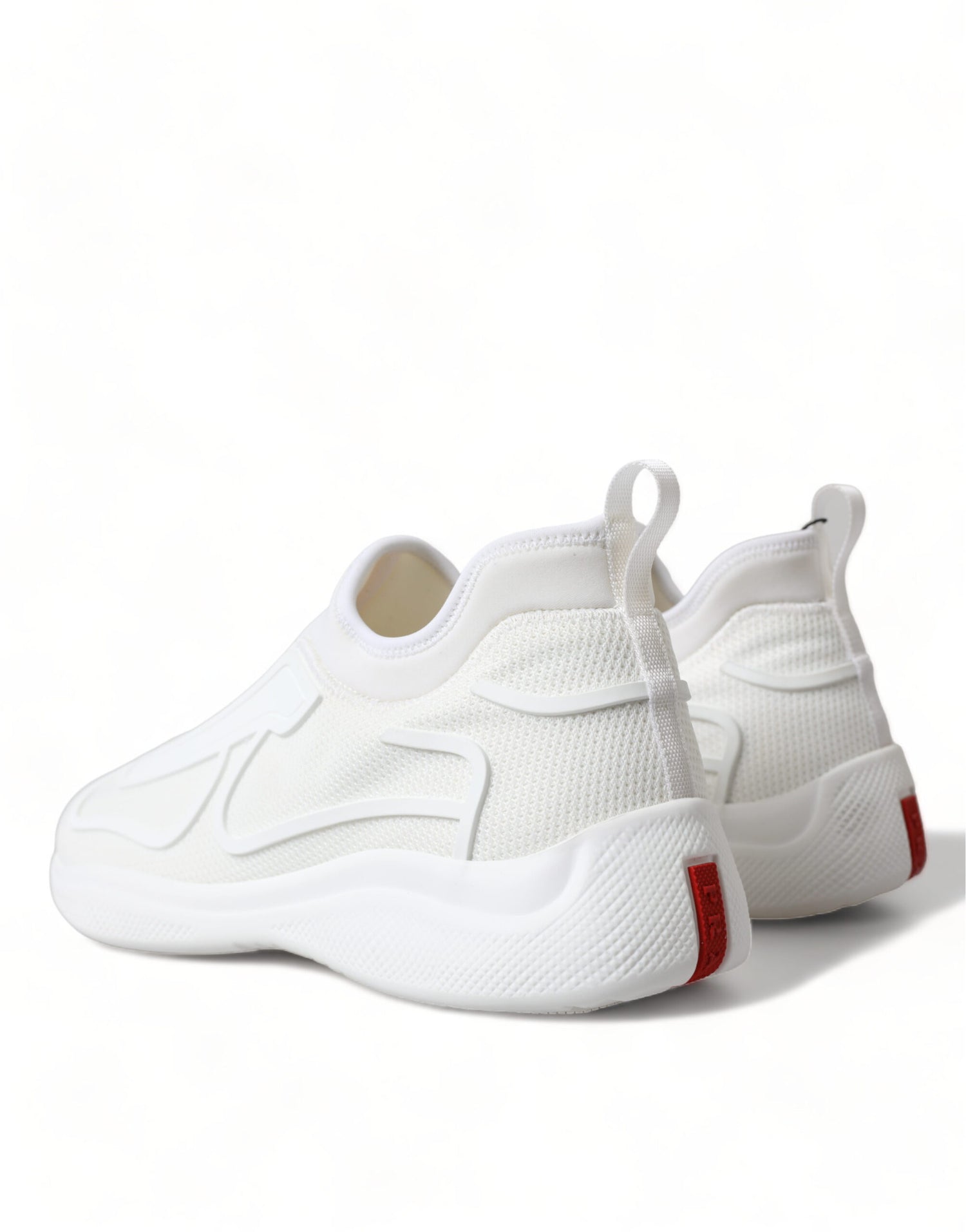 Prada Elevate Your Style with Sleek White Knit Sneakers