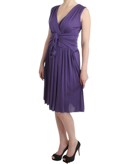 John Galliano Elegant Purple Knee-Length Jersey Dress